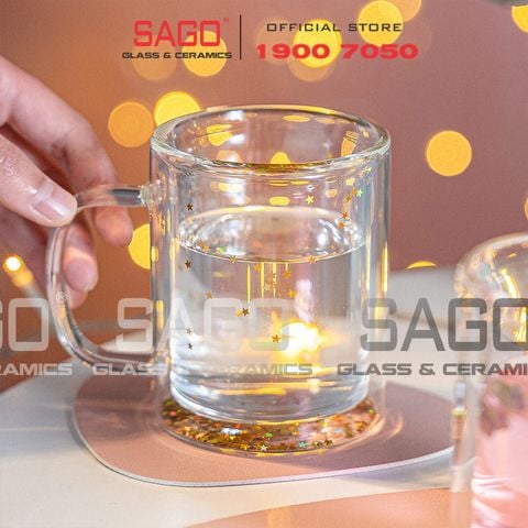  Deli GPB207-L1 - Ly Thủy Tinh 02 lớp Delisoga Borosilicate Double Wall Star Glass Cup 240ml | Thủy Tinh Cao Cấp 