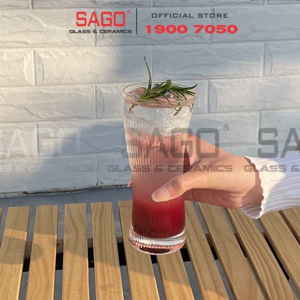  INS 21104 - Ly Thủy Tinh INS Strip Salsa Hight Ball 355ml | Thủy Tinh Cao Cấp 