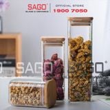  GPG4010-1 - Hũ Thủy Tinh Vuông Delisoga Borosilicate Storage Glass 825ml Nắp Gỗ | Thủy Tinh Cao Cấp 