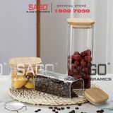  GPG4010-2 - Hũ Thủy Tinh Vuông Delisoga Borosilicate Storage Glass 1210ml Nắp Gỗ | Thủy Tinh Cao Cấp 