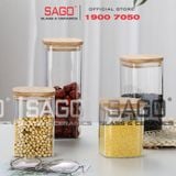  GPG4010-2 - Hũ Thủy Tinh Vuông Delisoga Borosilicate Storage Glass 1210ml Nắp Gỗ | Thủy Tinh Cao Cấp 