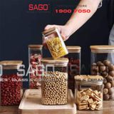  GPG4010-2 - Hũ Thủy Tinh Vuông Delisoga Borosilicate Storage Glass 1210ml Nắp Gỗ | Thủy Tinh Cao Cấp 