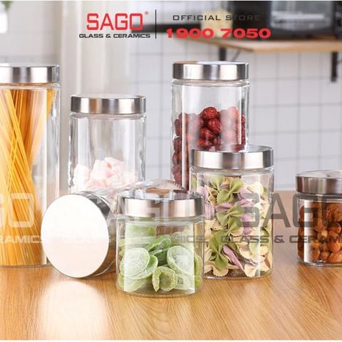  DELI HMFG60-900 - Hũ Thủy Tinh Delisoga Glass Sealed Jar 900ml , Nắp Inox 304 | Thủy Tinh Cao Cấp 