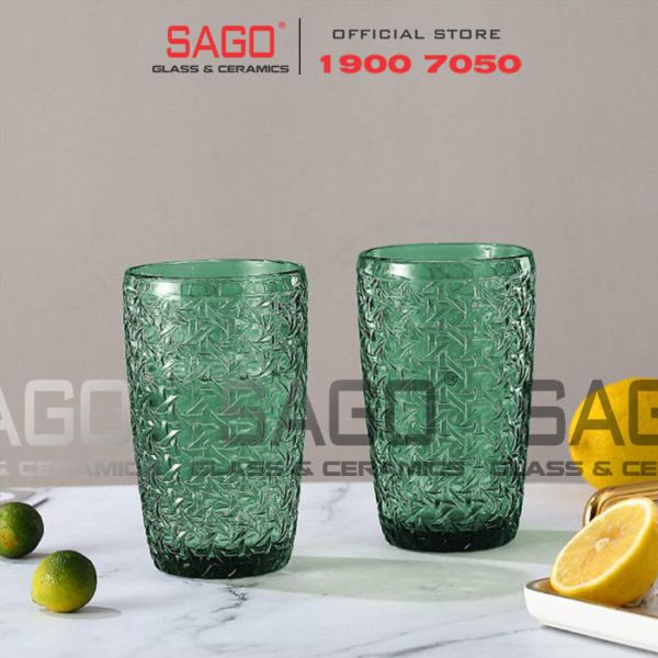  DELI DSKB172-2G - Ly Thủy Tinh Deli Beyond The Time Green Tumber Glass 380ml | Thủy Tinh Cao Cấp 