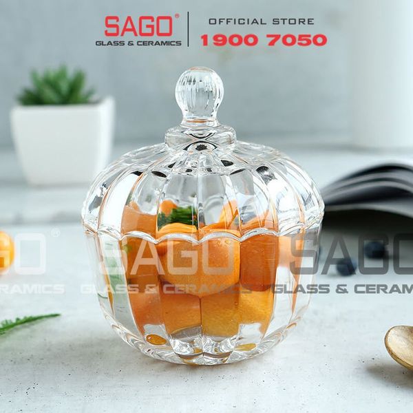  Deli DSTG2030-1 - Thố Mứt Thủy Tinh Deli Bí Ngô | Thủy Tinh Cao Cấp 