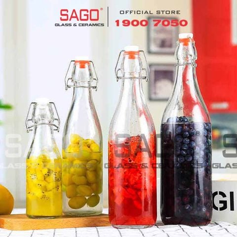  Chai Thủy Tinh Tròn Nắp Gài 250ml , 500ml , 1000ml | Chai Chiết Rượu Cao Cấp 