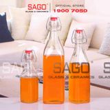  Chai Thủy Tinh Vuông Nắp Gài | Tùy Chọn Dung Tích 