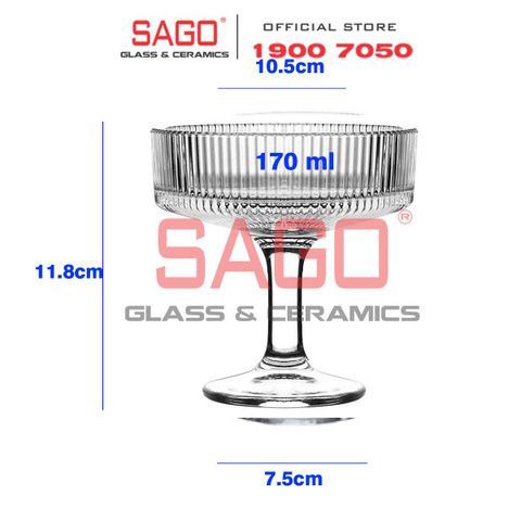  INS JYBDL-2 - Ly Thủy Tinh Có Chân Strip Cocktail Glass 170ml | Thủy Tinh Cao Cấp 