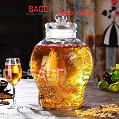  Chum Ngâm Rượu Thủy Tinh Rồng Eo 19.0 Lít | Tùy Chọn Có hoặc không vòi 