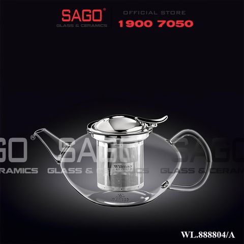  Wilmax England 888804/A - Bình Trà Thủy Tinh Wilmax Thermo Tea Pot 650ml | Thủy Tinh Cao Cấp Chịu Nhiệt 