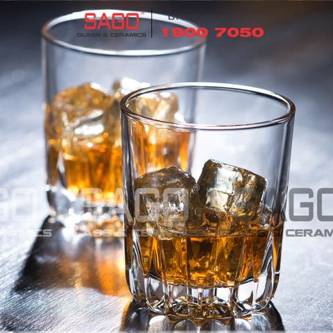  Union 385 - Ly Thủy Tinh Union Notch Bottom Rock Glass 240ml | Thủy Tinh Cao Cấp Nhập Khẩu Thái Lan 