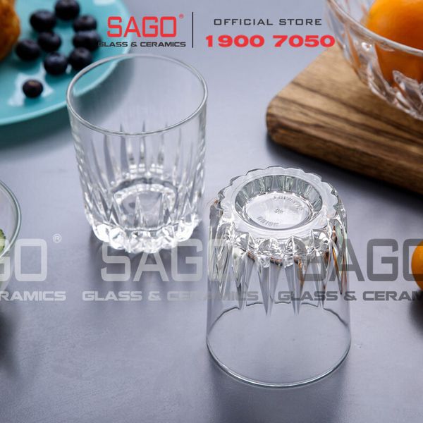  Union 385 - Ly Thủy Tinh Union Notch Bottom Rock Glass 240ml | Thủy Tinh Cao Cấp Nhập Khẩu Thái Lan 