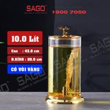  Bình Trụ Thủy Tinh Nắp Hưu Vàng 10.0 Lít | Có Vòi 