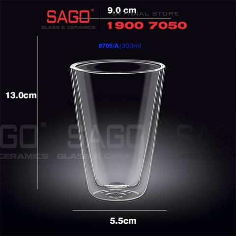  Wilmax England 888705/A - Ly Thủy Tinh 2 lớp Wilmax England Thermo 300ml | Thủy Tinh Cao Cấp Chịu Nhiệt 
