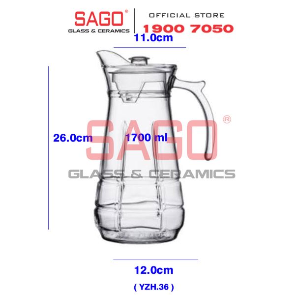  DELI YZH36 - Bình Nước Thủy Tinh Deli Pitcher Glass 1700ml | Thủy Tinh Cao Cấp 