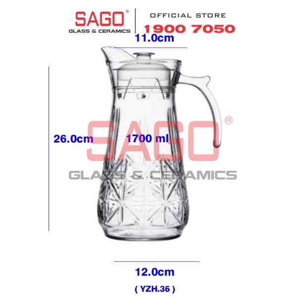  DELI YZH35 - Bình Nước Thủy Tinh Deli Pitcher Glass 1700ml | Thủy Tinh Cao Cấp 