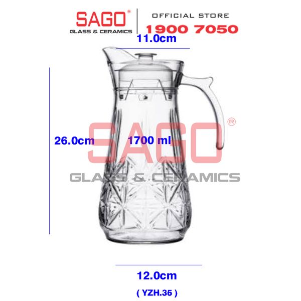  DELI YZH35 - Bình Nước Thủy Tinh Deli Pitcher Glass 1700ml | Thủy Tinh Cao Cấp 