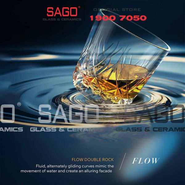  Ocean P04262 - Ly Thủy Tinh Ocean Matter Flow Double Rock Glass 355ml | Nhập Khẩu Thái Lan 