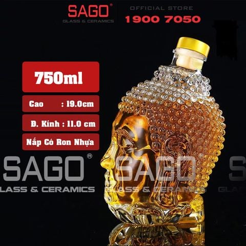 Bình Chiết Rượu , Bình Ngâm Rượu Phật Tổ 750ml | Nắp Thủy Tinh Ron Nhựa 