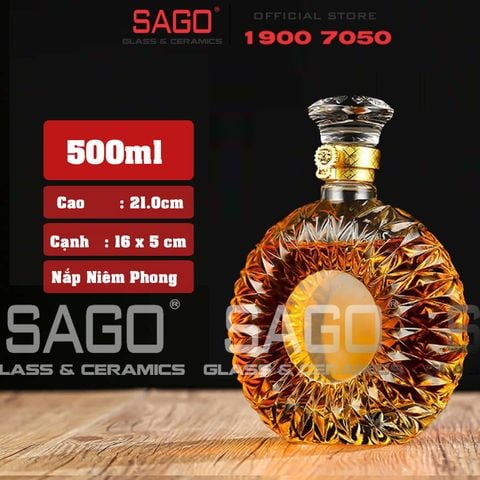  Bình Chiết Rượu , Bình Ngâm Rượu XO Kim Cương 500ml | Nắp Niêm Phong 