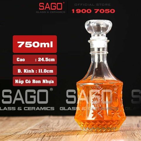  Bình Chiết Rượu , Bình Ngâm Rượu Tròn Eo 750ml | Nắp Thủy Tinh Ron Nhựa 