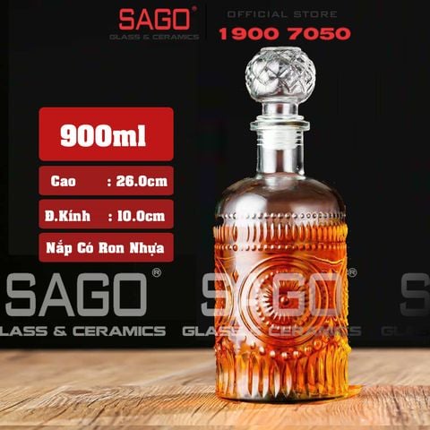  Bình Chiết Rượu , Bình Ngâm Rượu Tròn 900ml | Nắp Thủy Tinh Ron Nhựa 