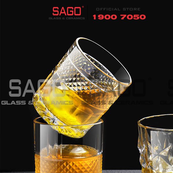  HONGLI 0610  - Ly Thủy Tinh Hongli Radiant Rock Glass 290ml | Thủy Tinh Cao Cấp 