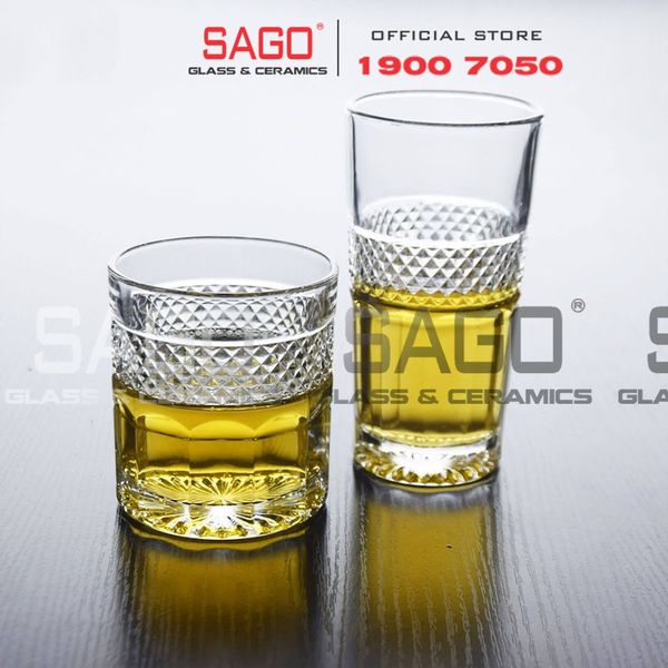  HONGLI 0610  - Ly Thủy Tinh Hongli Radiant Rock Glass 290ml | Thủy Tinh Cao Cấp 