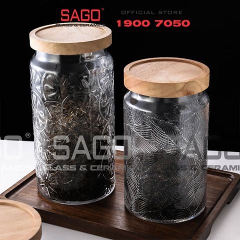  DELI HMF-G26 - Hũ Thủy Tinh Delisoga Vintage Wooden Lid Jar Glass Nắp Gỗ | Tùy Chọn Dung Tích Và Họa Tiết 