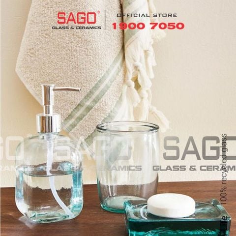  VSM 2210 - Lọ Thủy Tinh Tái Chế Đựng Bàn Chải Vidrios San Miguel VASO BAÑO 430ml | Nhập Khẩu Tây Ban Nha 