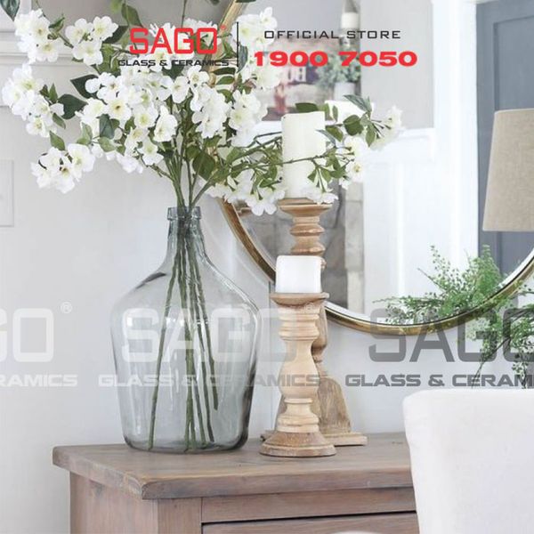  VSM V5744 - Bình Hoa Thủy Tinh Tái Chế Vidrios San Miguel GARRAFA BOTELLA Cao 30cm | Nhập Khẩu Tây Ban Nha 