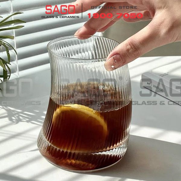  INS 21134 - Ly Thủy Tinh INS Strip Bravura Rock Glass 330ml | Thủy Tinh Cao Cấp 