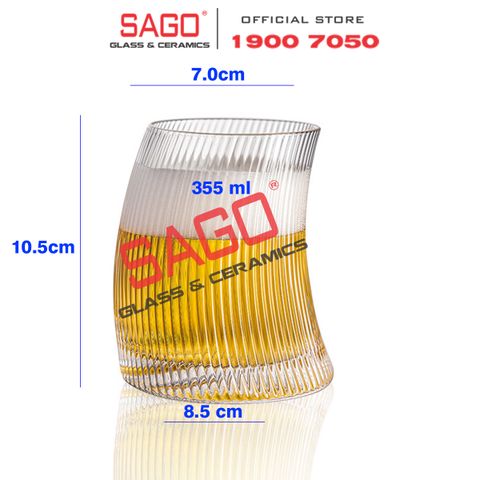  INS 21134 - Ly Thủy Tinh INS Strip Bravura Rock Glass 330ml | Thủy Tinh Cao Cấp 