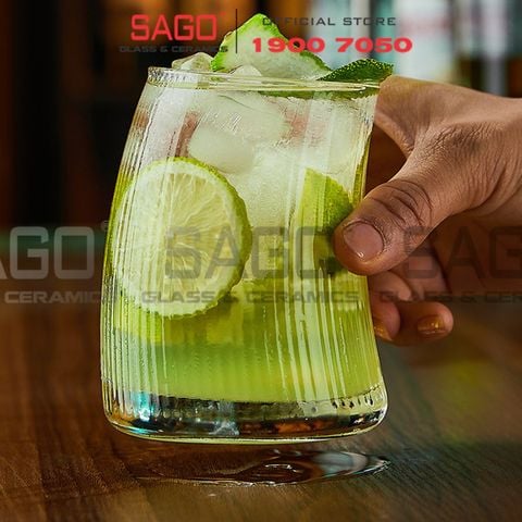  INS 21134 - Ly Thủy Tinh INS Strip Bravura Rock Glass 330ml | Thủy Tinh Cao Cấp 