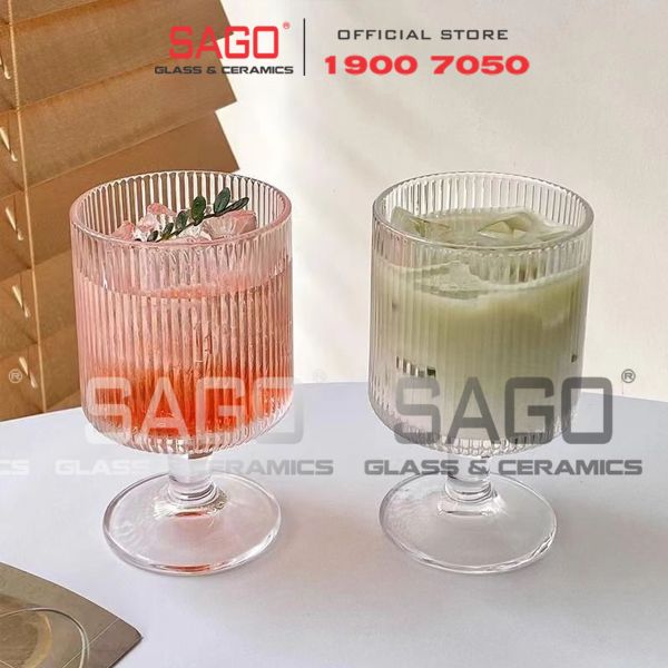  INS JYGB6 - Ly Thủy Tinh INS có Chân Strip Empilable Cocktail Glass 230ml | Thủy Tinh Cao Cấp 