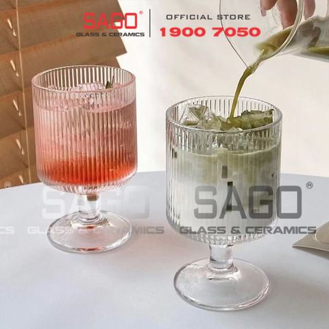  INS JYGB6 - Ly Thủy Tinh INS có Chân Strip Empilable Cocktail Glass 230ml | Thủy Tinh Cao Cấp 