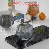  Deli 5163-2HS - Ly thủy tinh Deli Hexagon Whisky Rock Smoke Grey 320ml | Thủy Tinh Cao Cấp 