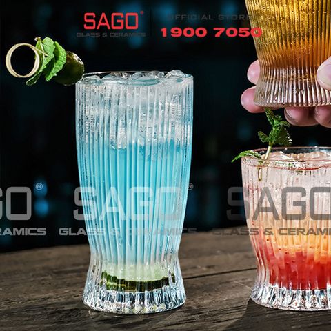  Deli DSKB162-2A - Ly Thủy Tinh Deli Stripes Tumber Glass 360ml | Thủy Tinh Cao Cấp 