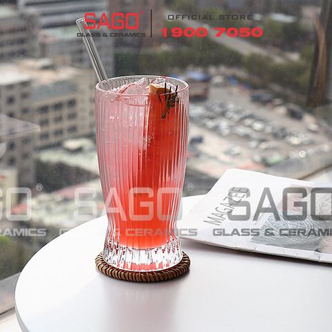  Deli DSKB162-2A - Ly Thủy Tinh Deli Stripes Tumber Glass 360ml | Thủy Tinh Cao Cấp 