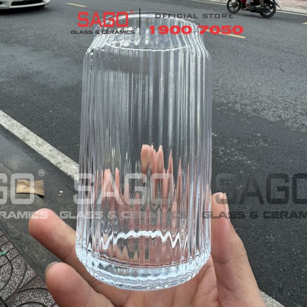  Deli JS5177B - Ly Thủy Tinh Sọc Deli Strip Can Glass 460ml | Thủy Tinh Cao Cấp 