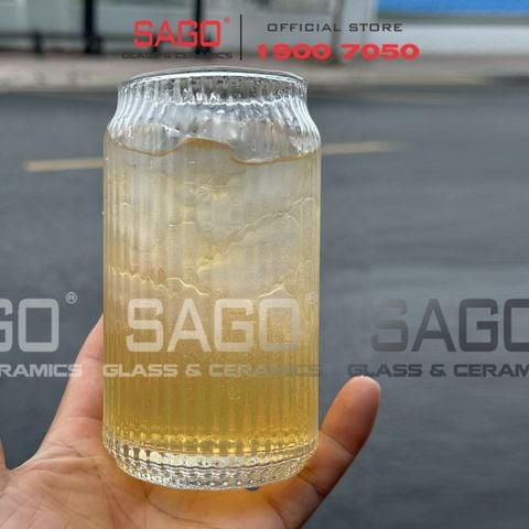  Deli JS5177B - Ly Thủy Tinh Sọc Deli Strip Can Glass 460ml | Thủy Tinh Cao Cấp 