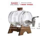  Bình Bom Rượu Thủy Tinh Nắp Gỗ 1.0 Lít Có Vòi Rót | Nắp Gỗ ÉP Cao Cấp ,  Chân Gỗ Theo Bình 