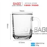  Deli ZB24 - Ly Thủy Tinh Deli Nouveau Mug 240ml |  Thủy Tinh Cao Cấp 