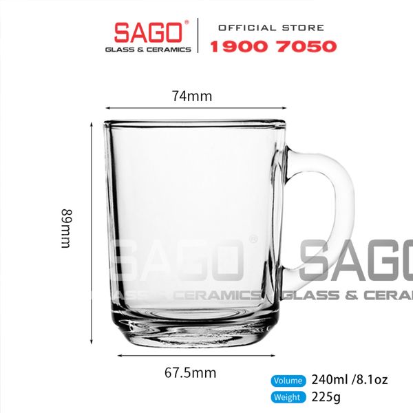  Deli ZB24 - Ly Thủy Tinh Deli Nouveau Mug 240ml |  Thủy Tinh Cao Cấp 