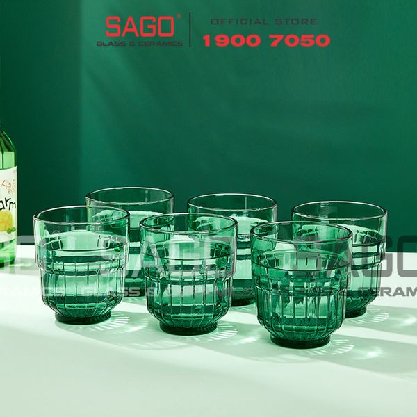  DELI Y5865-1G - Ly Thủy Tinh Deli LINQ Green Rock Glass 340ml | Thủy Tinh Cao Cấp 