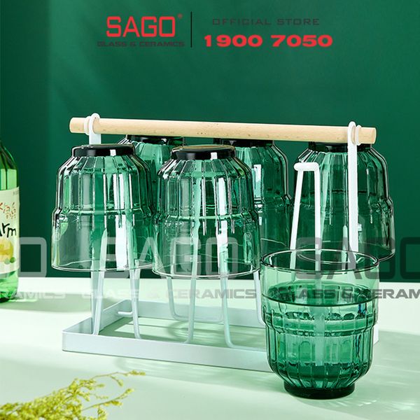  DELI Y5865-1G - Ly Thủy Tinh Deli LINQ Green Rock Glass 340ml | Thủy Tinh Cao Cấp 