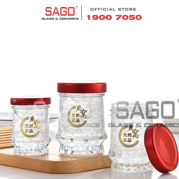  Hũ Thủy Tinh Sen Cao Đựng Yến Nắp Thiết  | Tùy Chọn Dung Tích 
