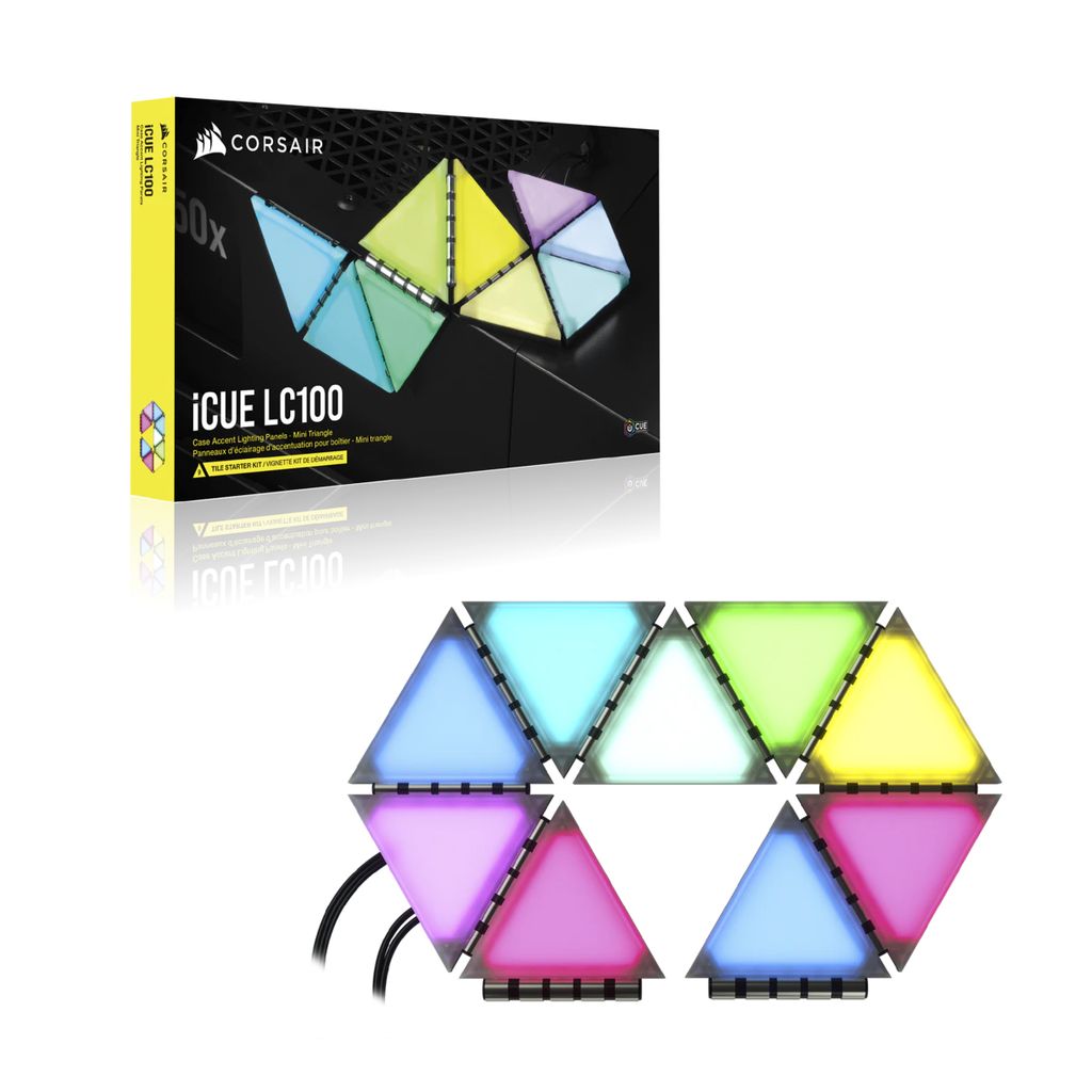 Bộ đèn chiếu sáng Corsair iCUE LC100 Smart Case Lighting Triangles, Starter Kit