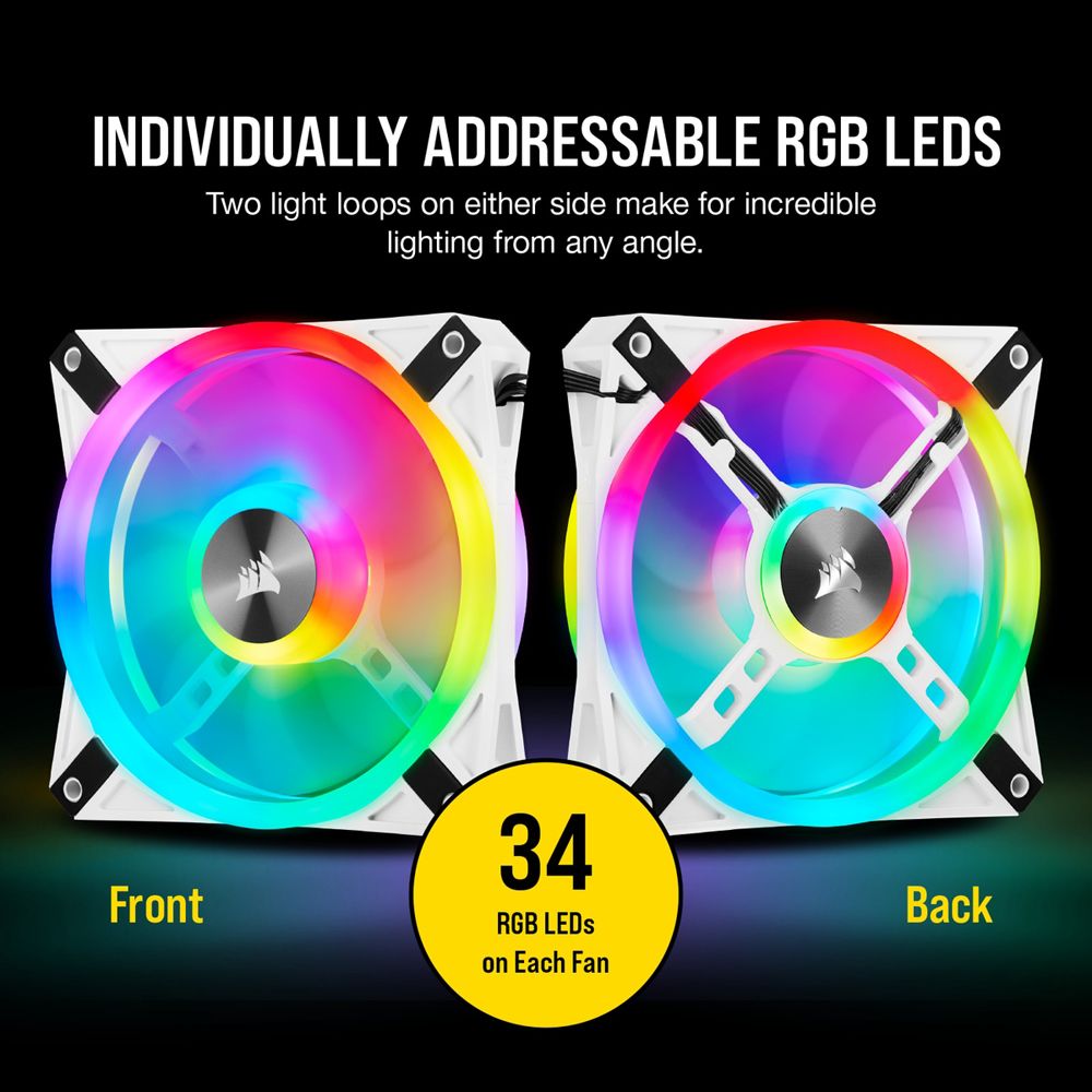 Fan Corsair iCUE QL120 RGB 120mm PWM Fan — Triple Fan Kit with Lighting Node CORE