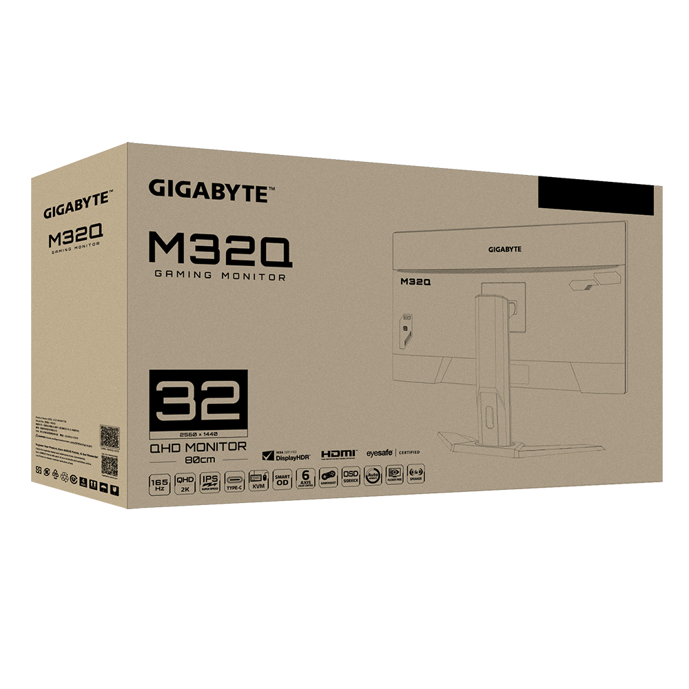 Màn hình GIGABYTE M32Q (31.5inch/QHD/VA/165Hz/350nits/HDMI+DP+USB)